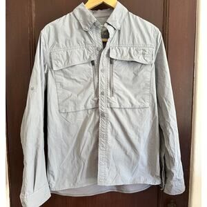L.L. BEAN | Men's Gray Flap Pocket Stretch Panel Hiking Shirt Trekking |  Small